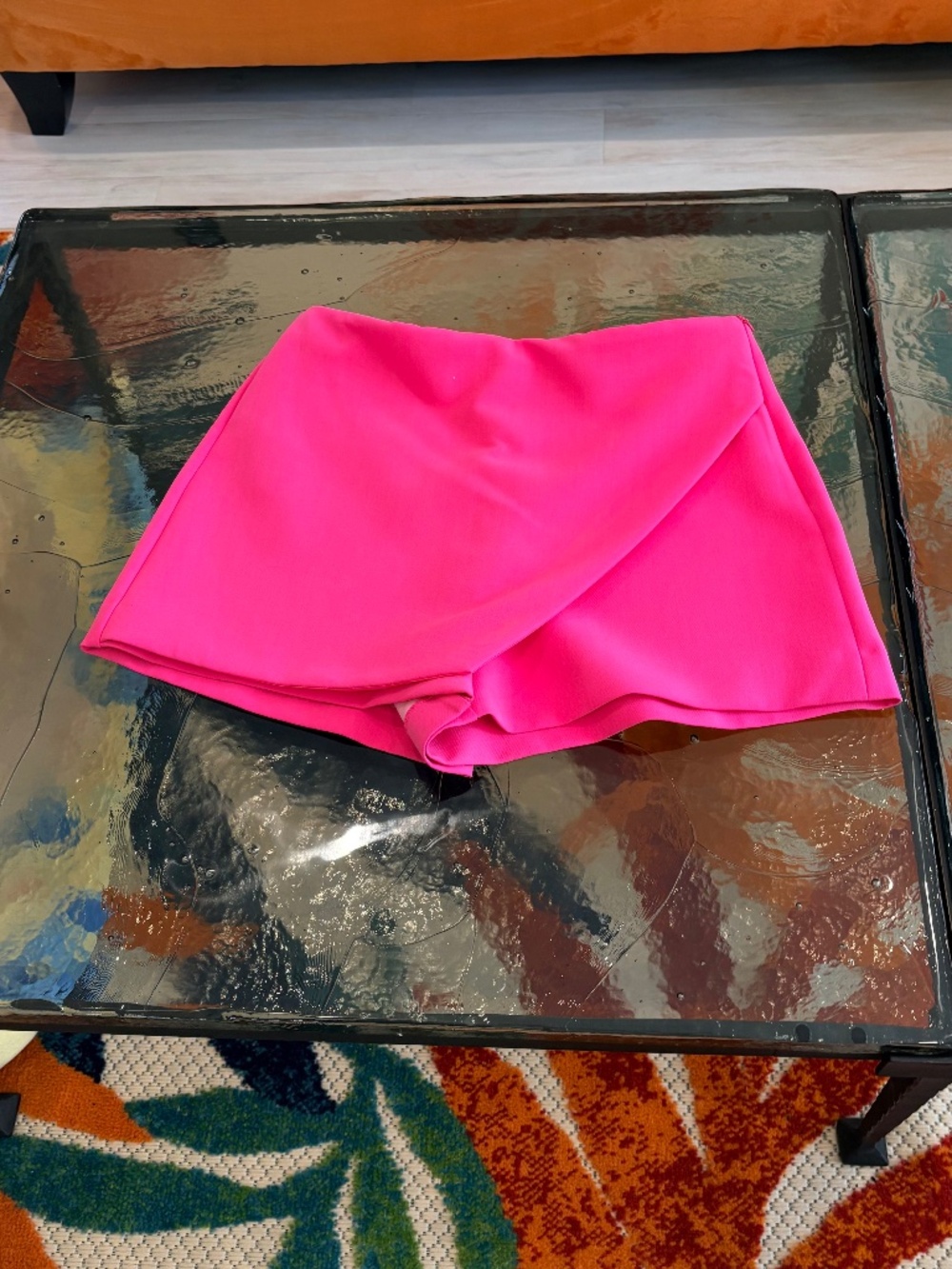 ZARA Pink Wrap-Front Mini Skort